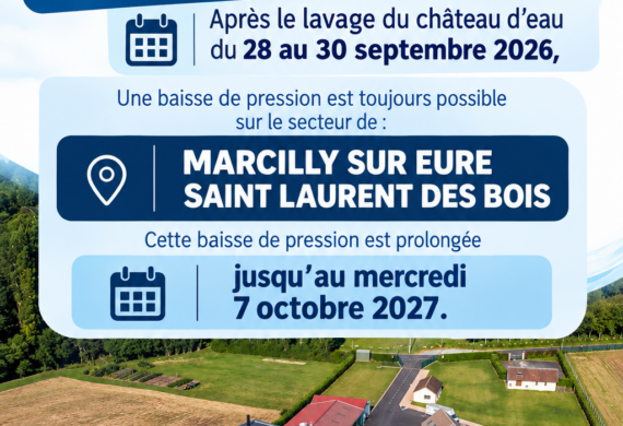 Baisse de pression Marcilly sur Eure et Saint Laurent des Bois